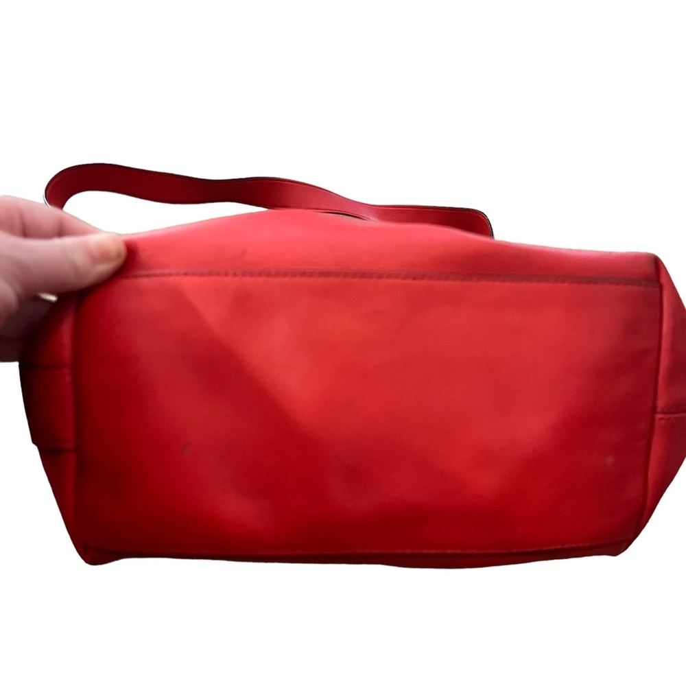 Coach Red Leather Shoulder Zipper Bag Tassel - Picture 5 of 10